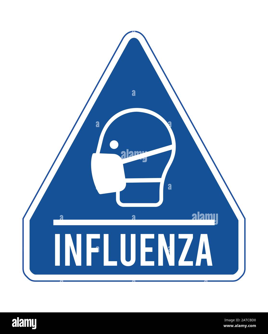 Tragen einer sanitären Maske zur Vorbeugung von Influenza-Zeichen Stockfoto