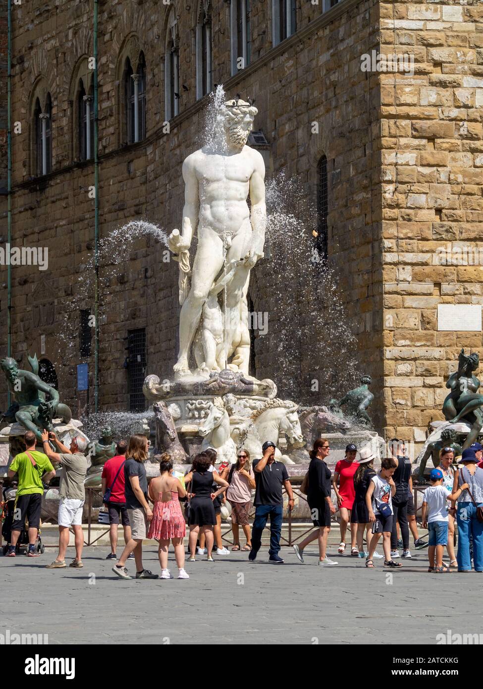 Fontana del Nettuno, Piazza della Signoria, Florenz Stockfoto