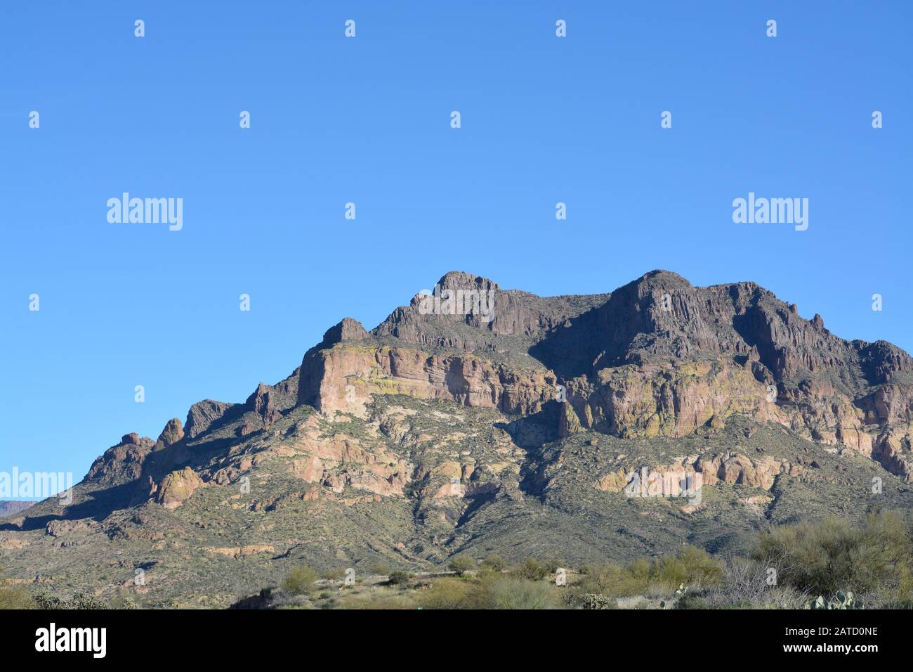 Blick auf den Picketpost Mountain auf dem Arizona National Scenic Trail im Tonto National Forest, Superior, Arizona USA Stockfoto