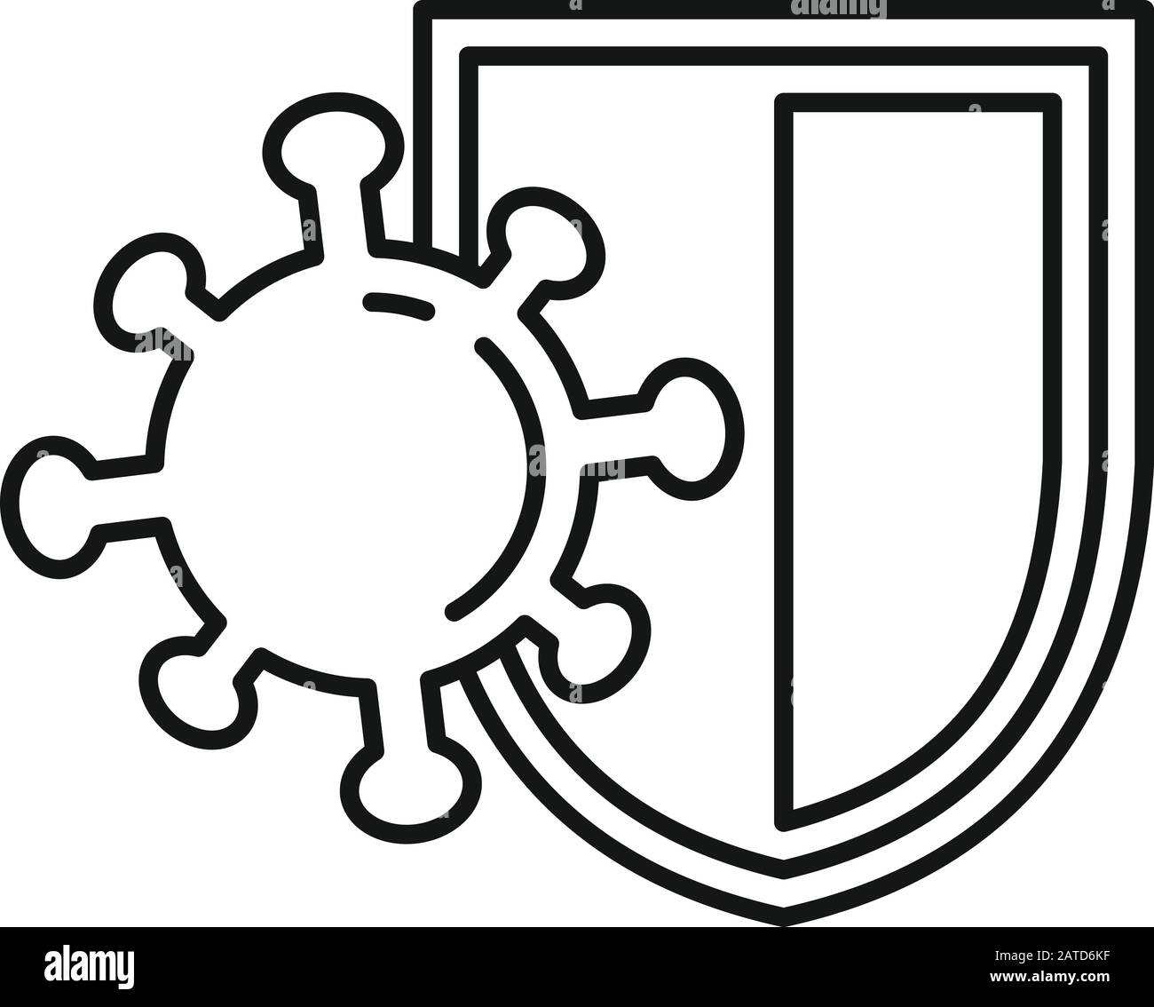 Symbol für Bakterienschutz. Outline Bakterium Shield Vector Icon für Web-Design isoliert auf weißem Hintergrund Stock Vektor