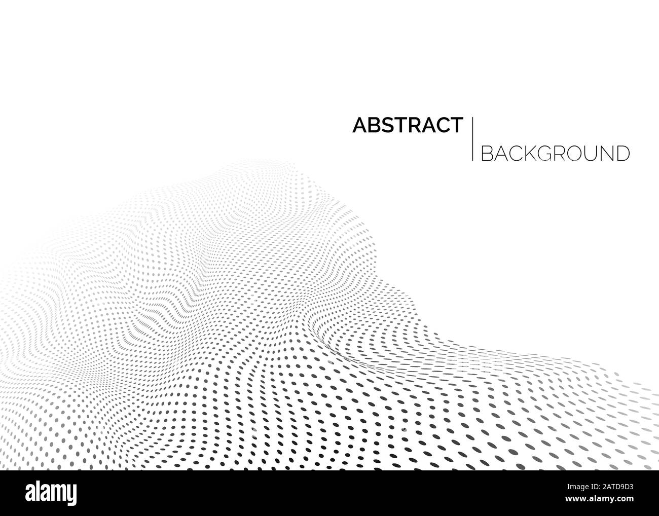 Futuristische Technologielandschaft. Abstrakte schwarze digitale Partikelwelle auf weißem Hintergrund. Vektor Stock Vektor