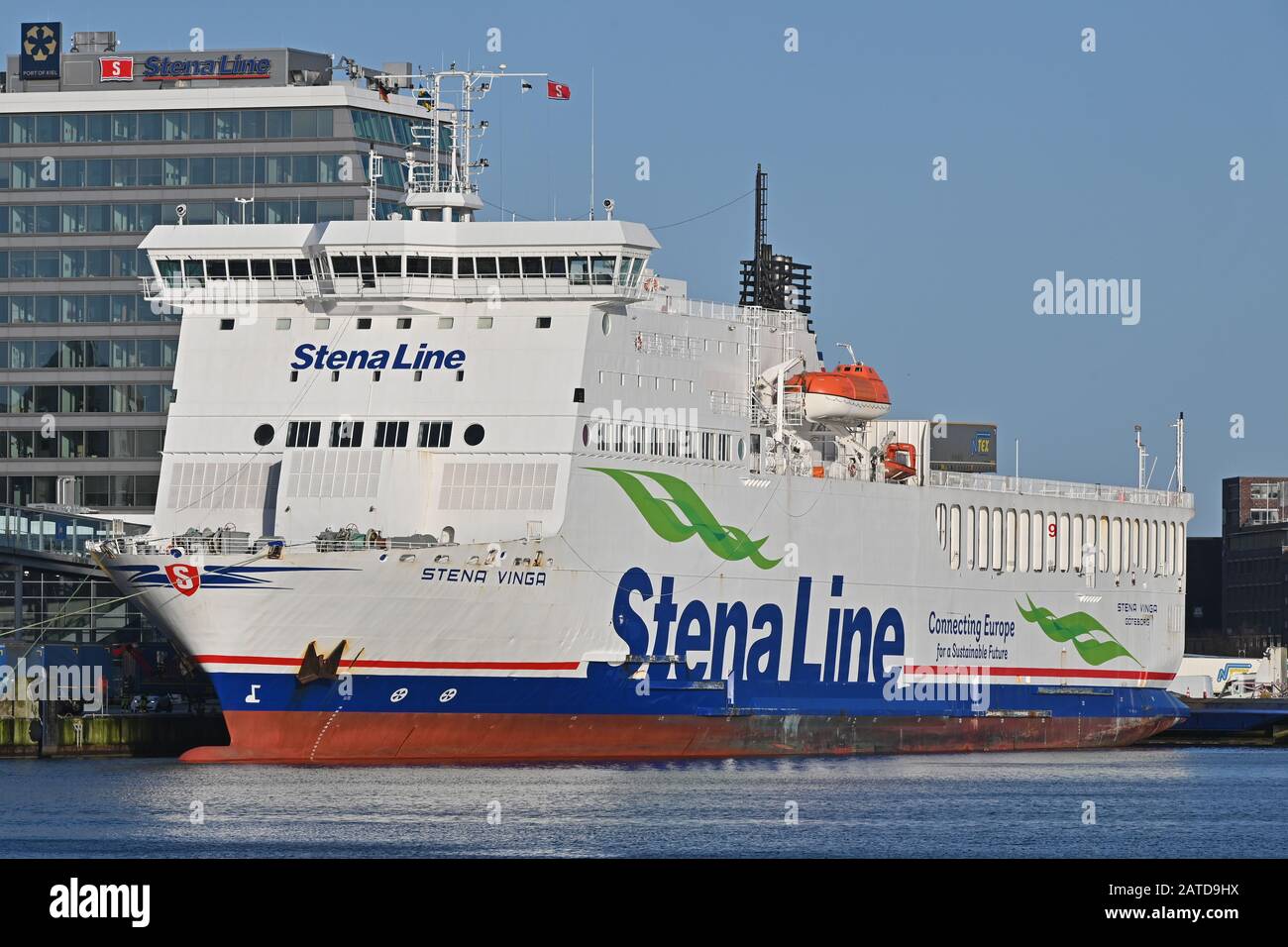 Stena Vinga liebte im Kieler Hafen und ersetzte Stena Germanica für einen 2-wöchigen Werftaufenthalt Stockfoto