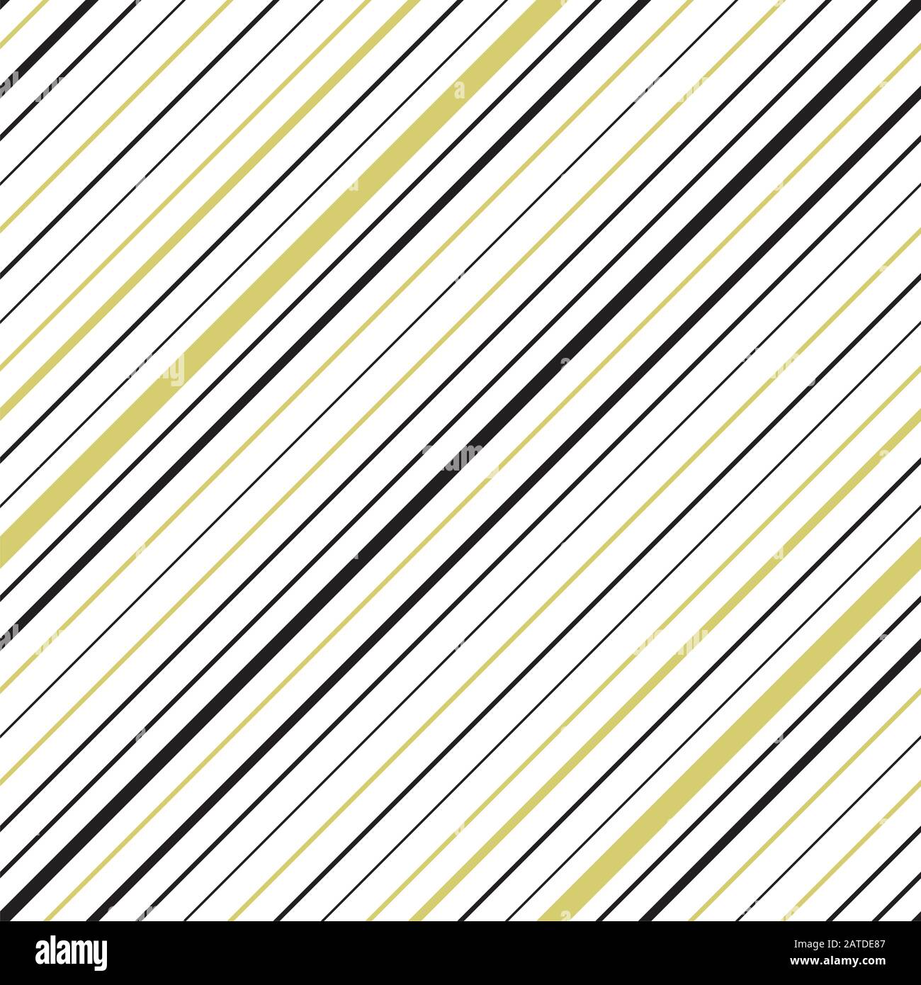 Goldfarbenes, diagonal gestreiftes, nahtloses Muster. Sich wiederholende Textur mit goldischen und schwarzen parallelen Linien auf weißem Hintergrund. Mehrfarbiges, gefüttertes Vektor Stock Vektor