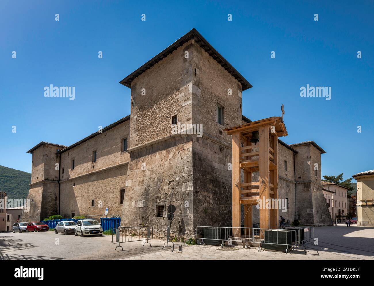 Castellina, Festung aus dem 16. Jahrhundert, intakte nach Erdbeben im Oktober 2016, in Norcia, Umbrien, Italien Stockfoto