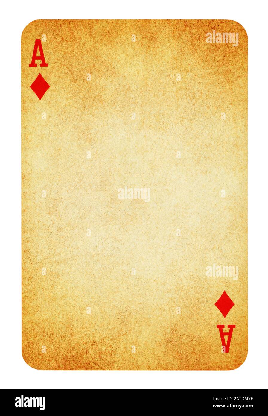 Ace Of Diamonds Vintage Playing Card isoliert auf weißem (clipping path enthalten) Stockfoto