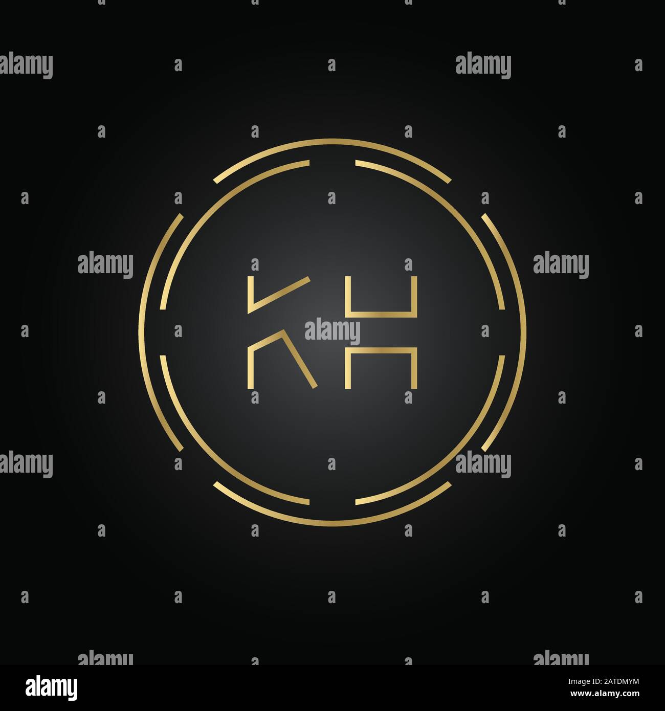 Vektor-Vorlage für KH-Logo-Design mit Anfangsalphabet. Abstraktes KH-Logo Stock Vektor