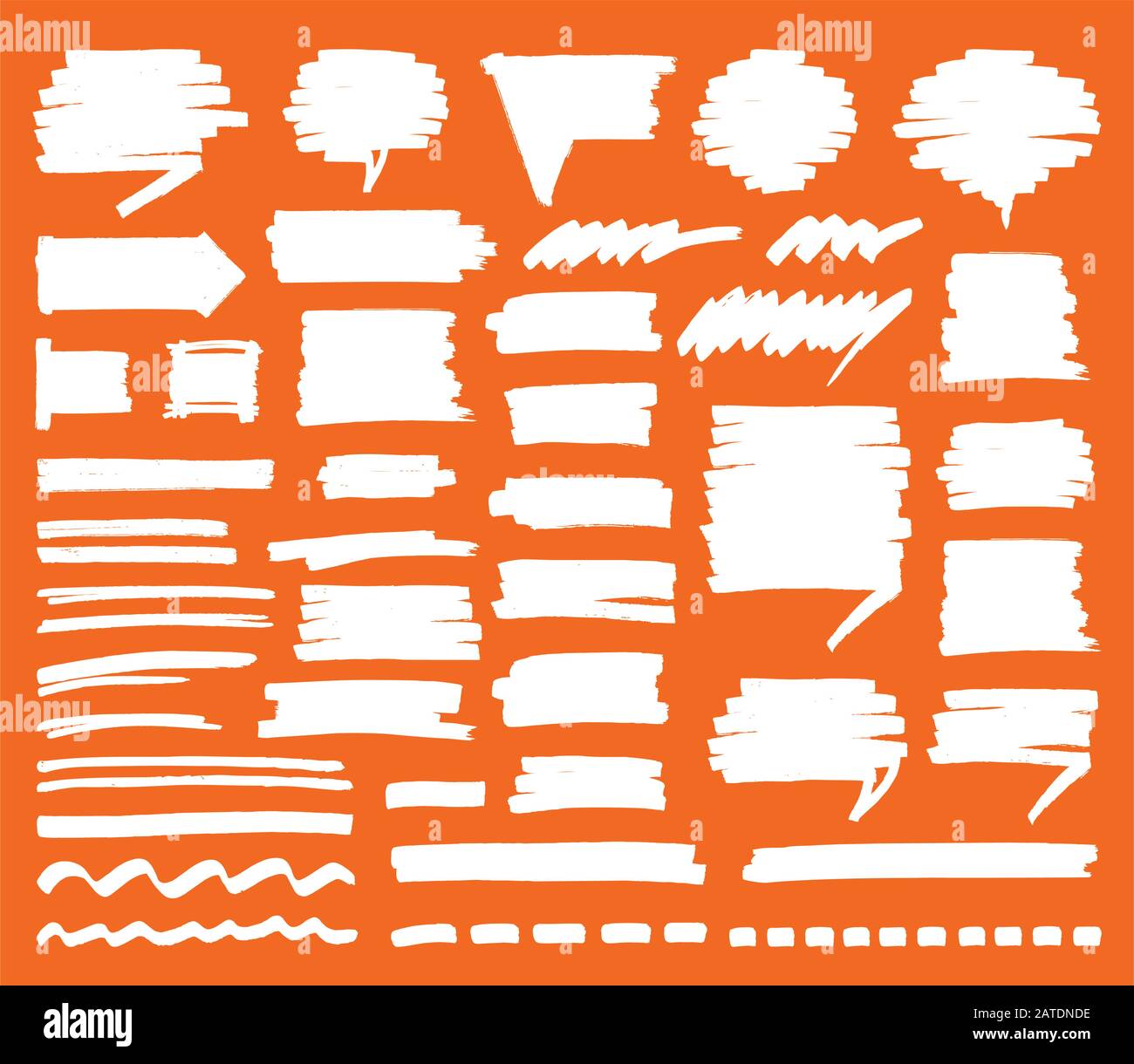 Satz isolierter Streifen, Striche, schattierte Sprechblasen und Linien. Hand gezeichnet von Vektorsymbolen des Filzstifts in eps8. Stock Vektor