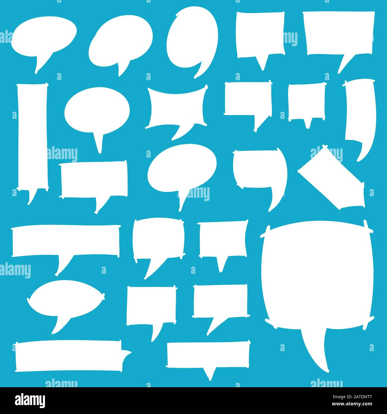 Satz von Sprechblasen und Zeigern. Handgezeichnete Vektorsilhouetten in eps8. Stock Vektor