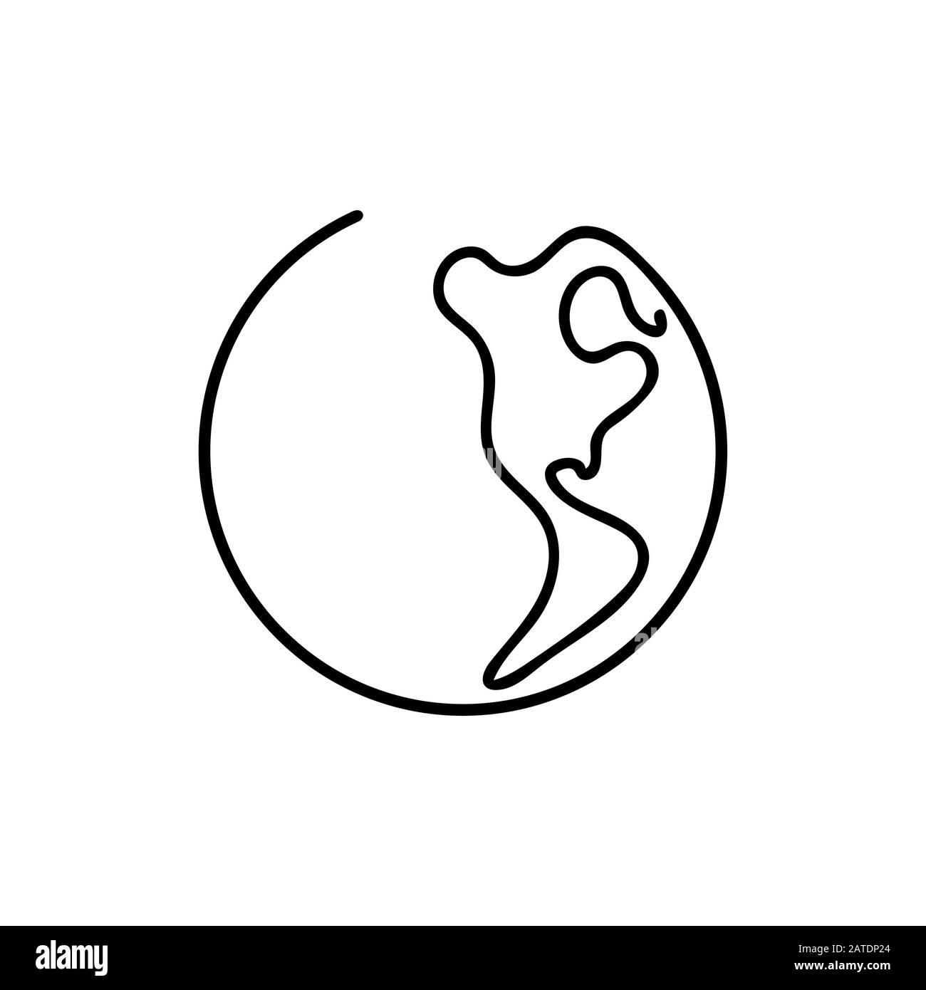 Kunst der Linie "Planet Erde" - Eine Welt im Stil Einer Linie. Einfaches, modernes, minimalistisches Vektordesign für Poster, Flyer, T-Shirts, Karten, Einladungen, Aufkleber Stock Vektor