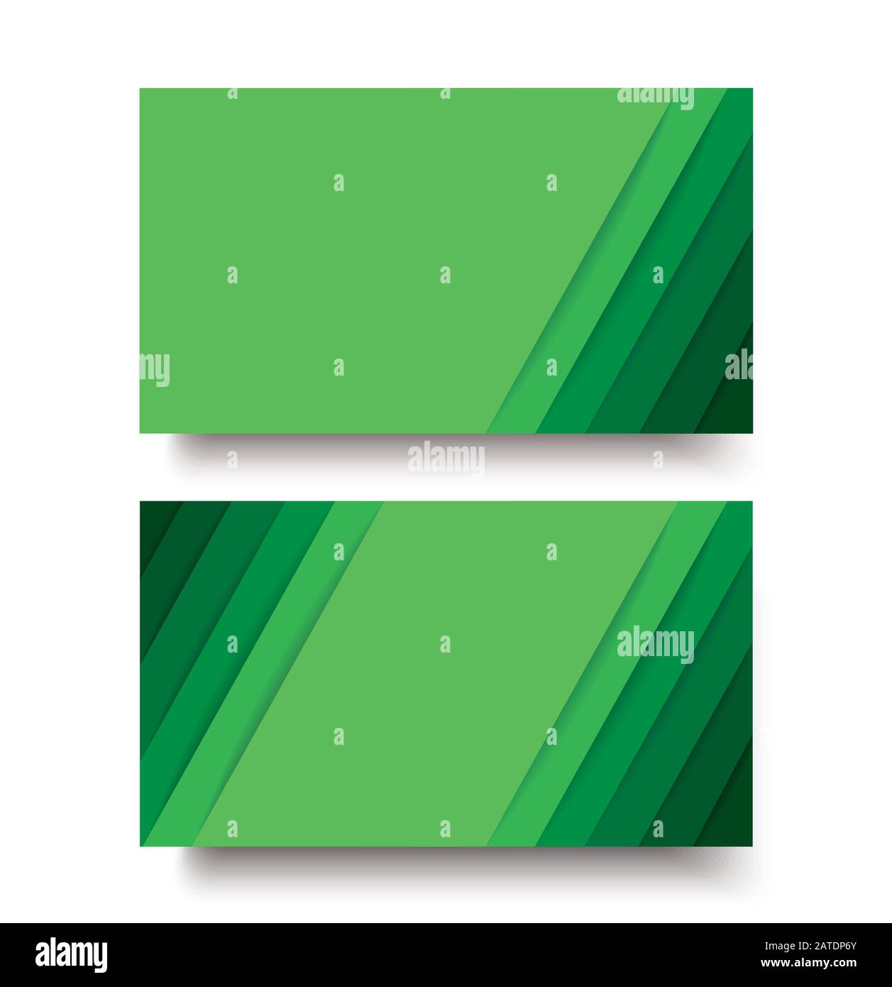 Moderne, grüne Linien, doppelseitige Visitenkartenvorlage Stockfoto