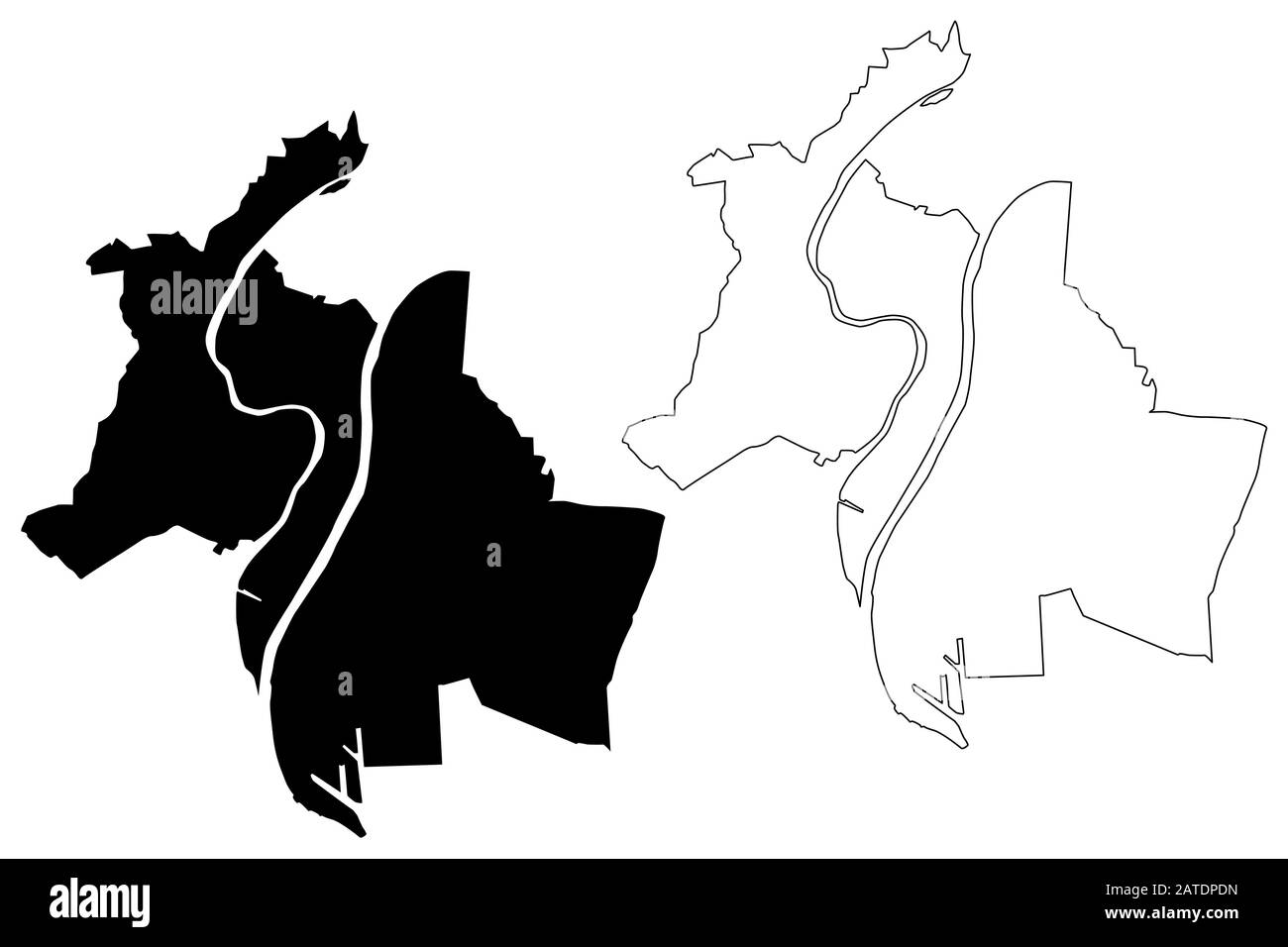 Lyon City (französische Republik, Frankreich, Auvergne-Rh -Alpen) Karte Vektor-Illustration, Skizze Stadt Lyon Karte Stock Vektor