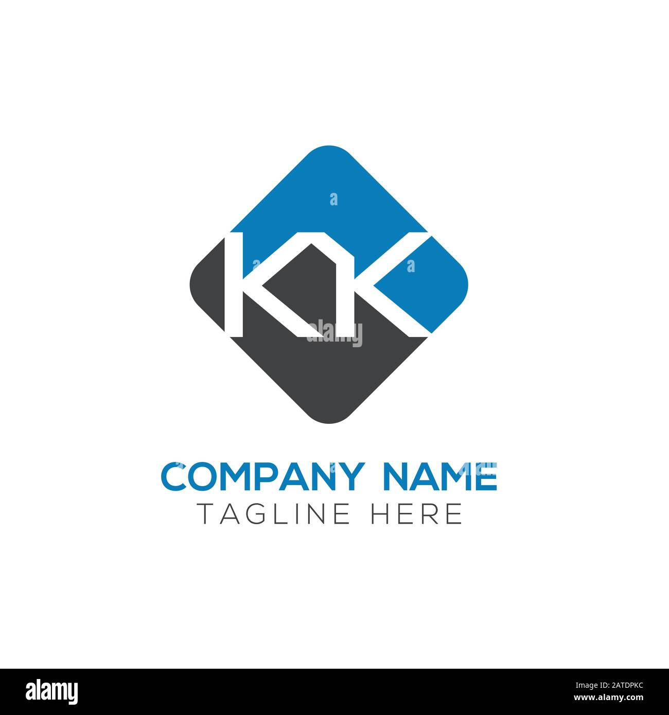 Vektor-Vorlage für KK-Logo-Design mit Anfangsalphabet. Abstrakter Buchstabe KK Verlinktes Logo Stock Vektor