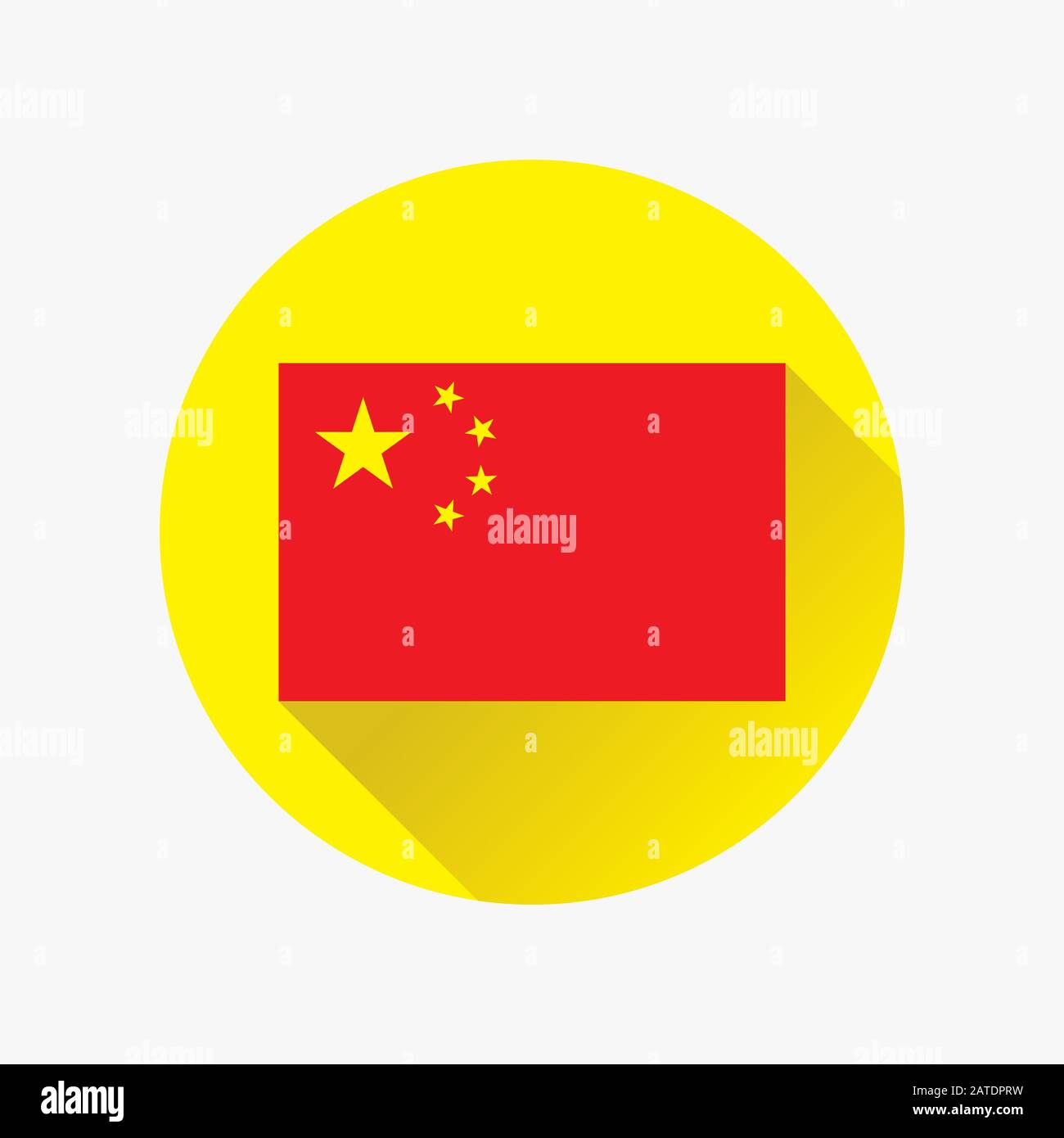 Flagge der Volksrepublik China. Das rote Banner im Kanton mit fünf goldenen Sternen. Kreissymbol. Vektordarstellung im eps8-Format. Stock Vektor
