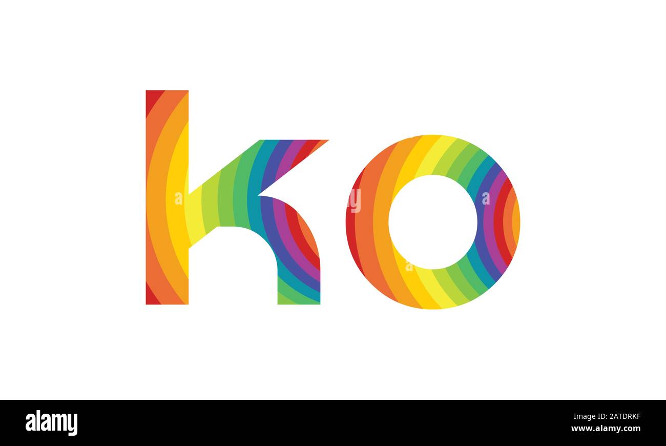 Vektor-Vorlage für Design des ersten Alphabets KO-Logos. Abstraktes ...