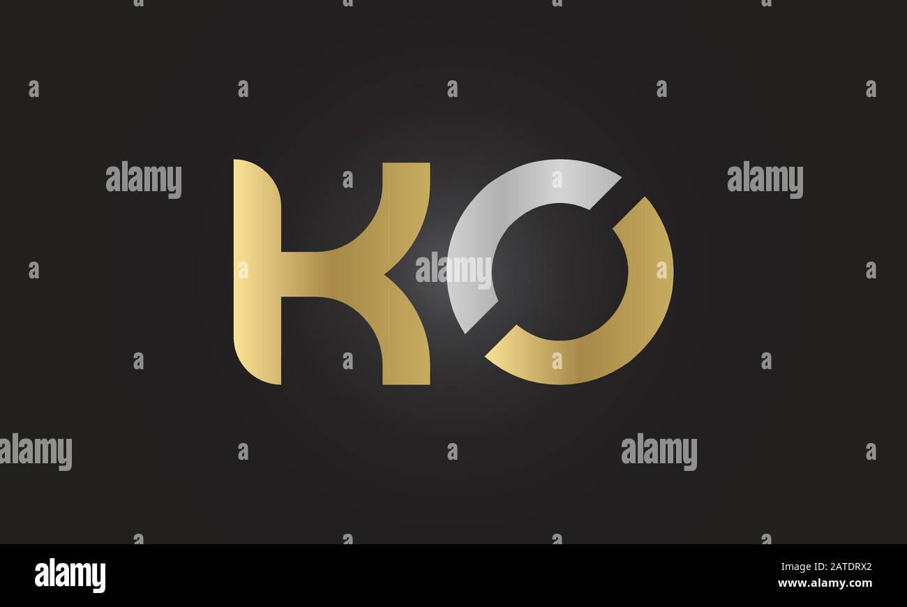 Vektor-Vorlage für Design des ersten Alphabets KO-Logos. Abstraktes ...