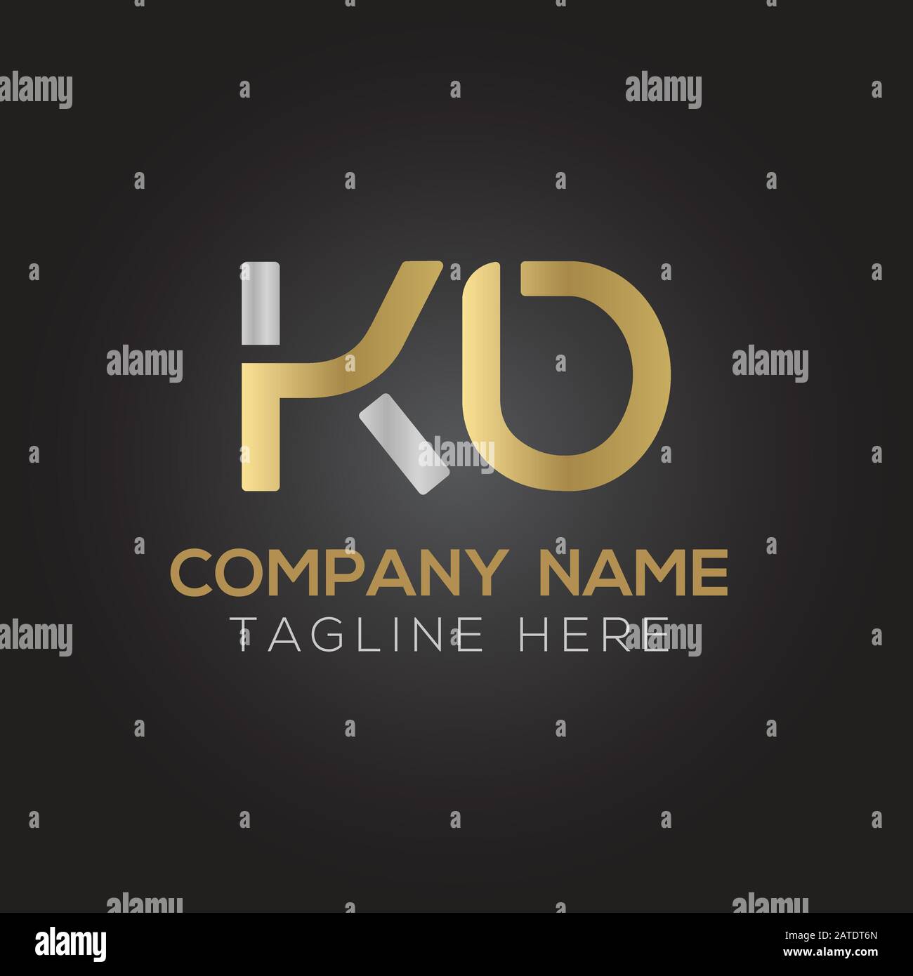 Vektor-Vorlage für Design des ersten Alphabets KO-Logos. Abstraktes ...
