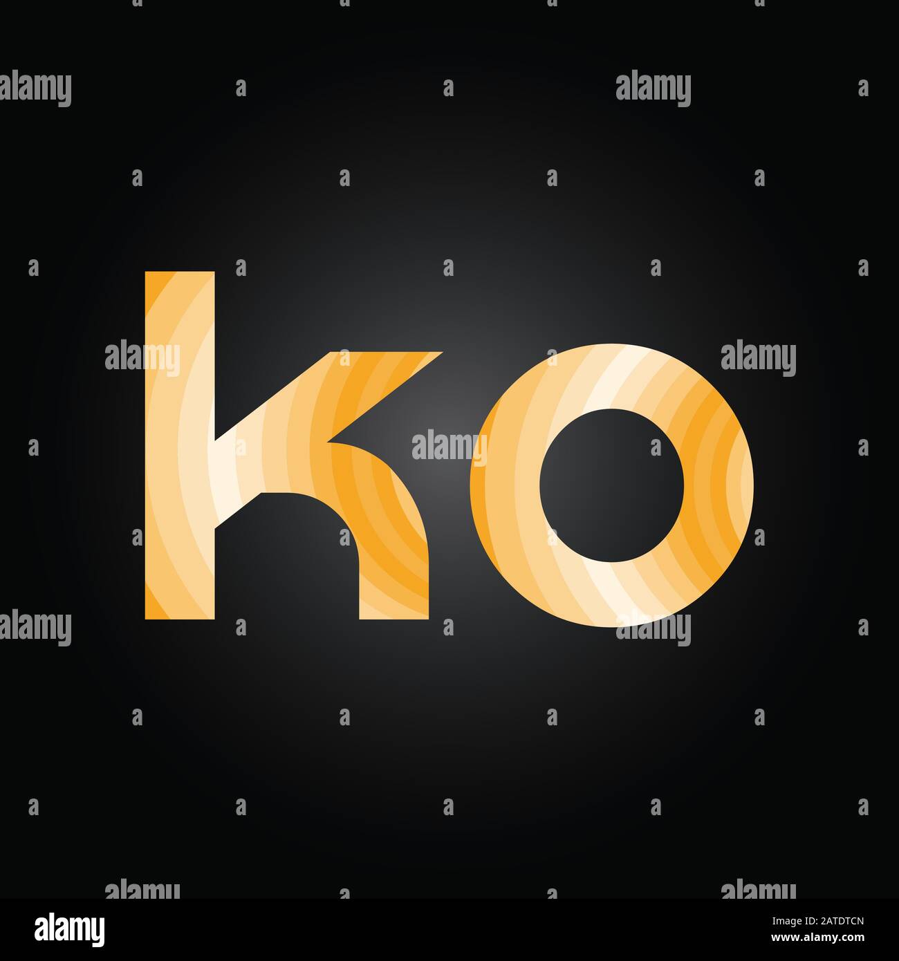 Vektor-Vorlage für Design des ersten Alphabets KO-Logos. Abstraktes ...