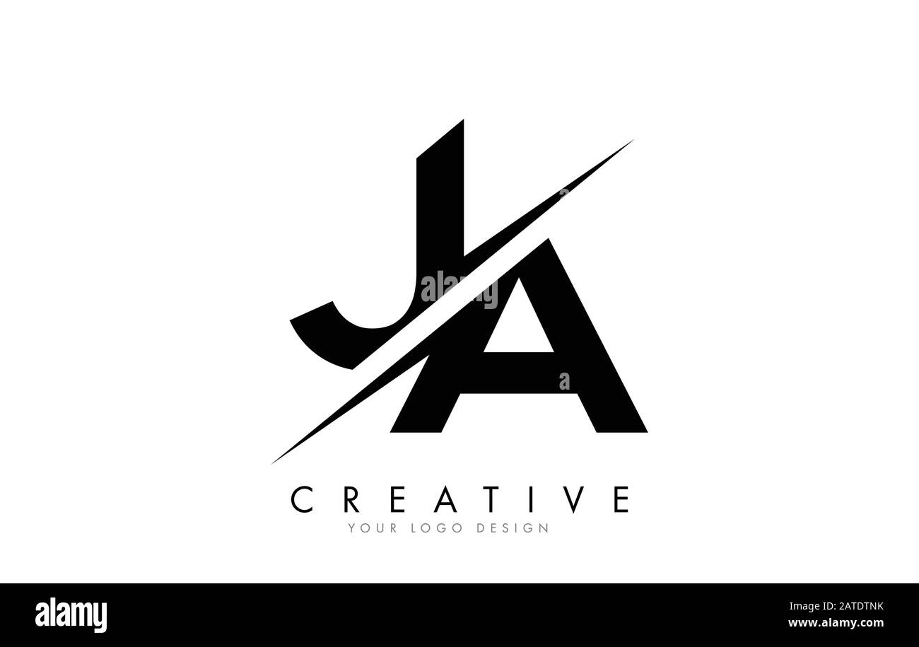 Ja J A Letter Logo Design mit kreativem Schnitt. Kreatives Logo-Design. Stock Vektor
