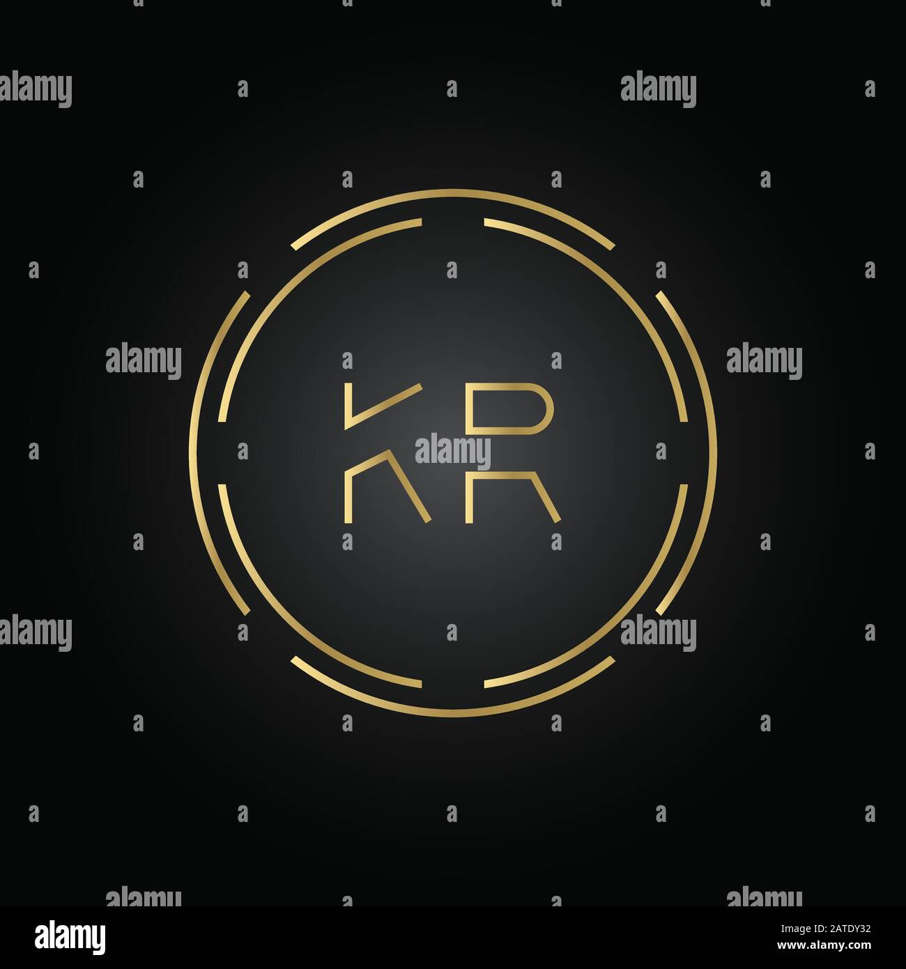 Vektor-Vorlage für KR-Logo-Design mit Anfangsalphabet. Abstraktes KR-Logo Stock Vektor