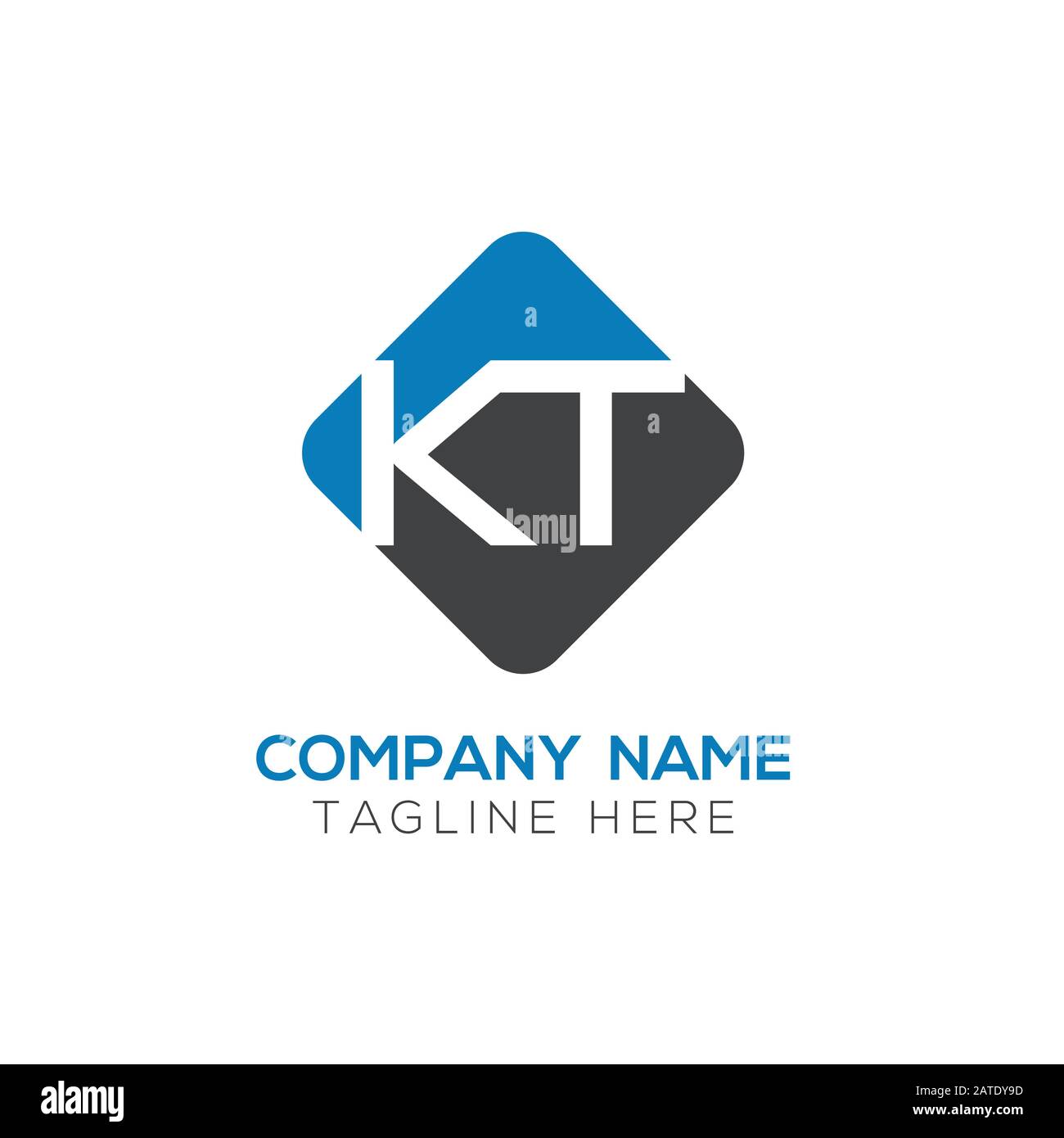 Vektor-Vorlage für KT-Logo-Design mit Anfangsalphabet. Abstrakter Buchstabe KT Verknüpftes Logo Stock Vektor