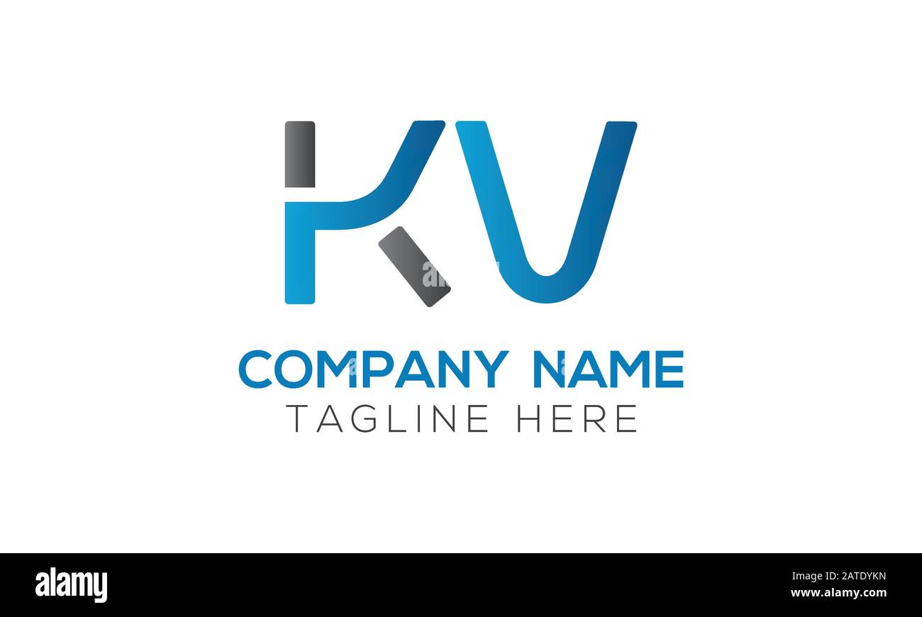 Vektor-Vorlage für KV-Logo-Design mit Anfangsalphabet. Abstraktes KV-Logo Stock Vektor