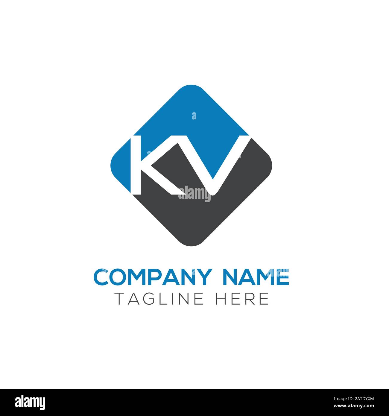 Vektor-Vorlage für KV-Logo-Design mit Anfangsalphabet. Abstraktes KV-Logo Stock Vektor