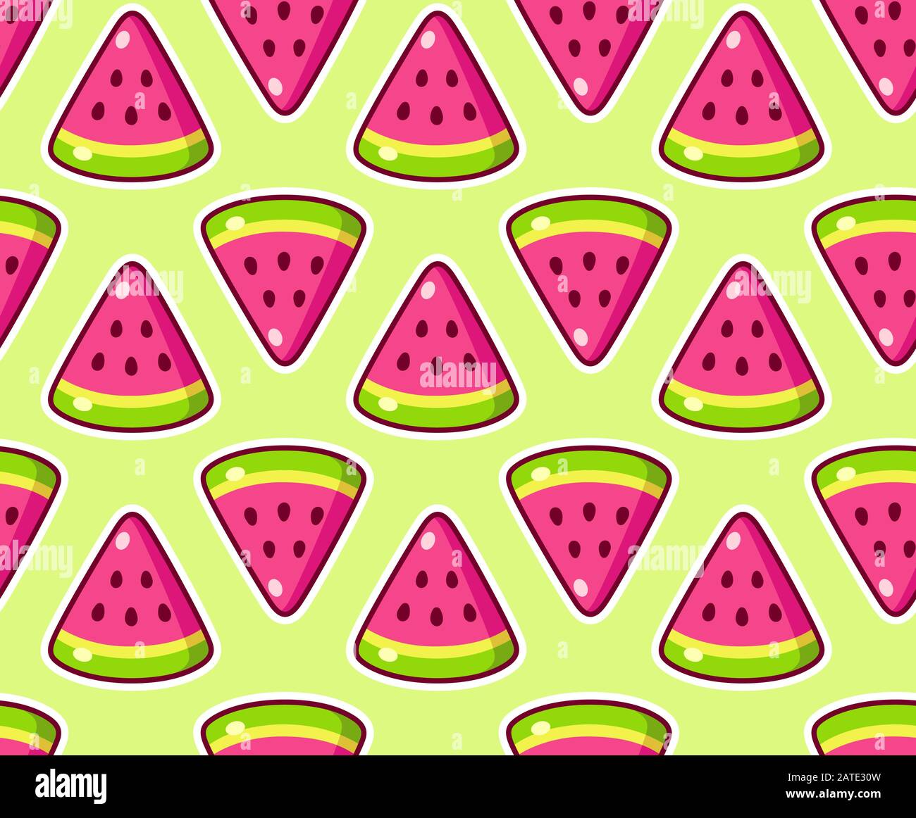 Wassermelone slice nahtlose Muster. Süß und einfach tropischen Hintergrund von Cartoon Obst, Vector Illustration. Stock Vektor