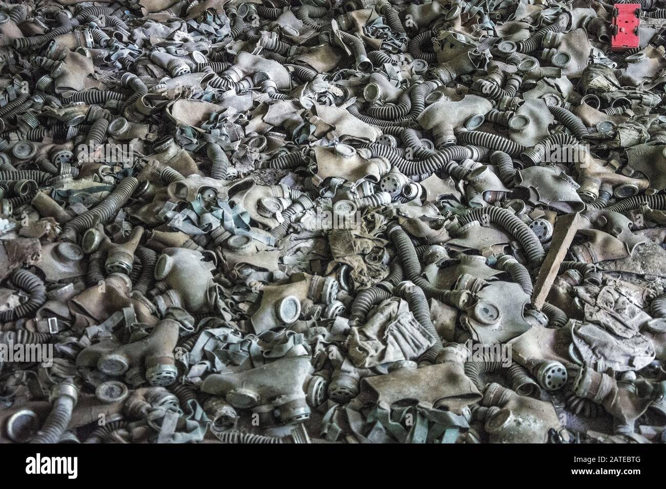 UKRAINE. Ausschlusszone Von Tschernobyl. Infizierte Strahlenmasken. Stockfoto