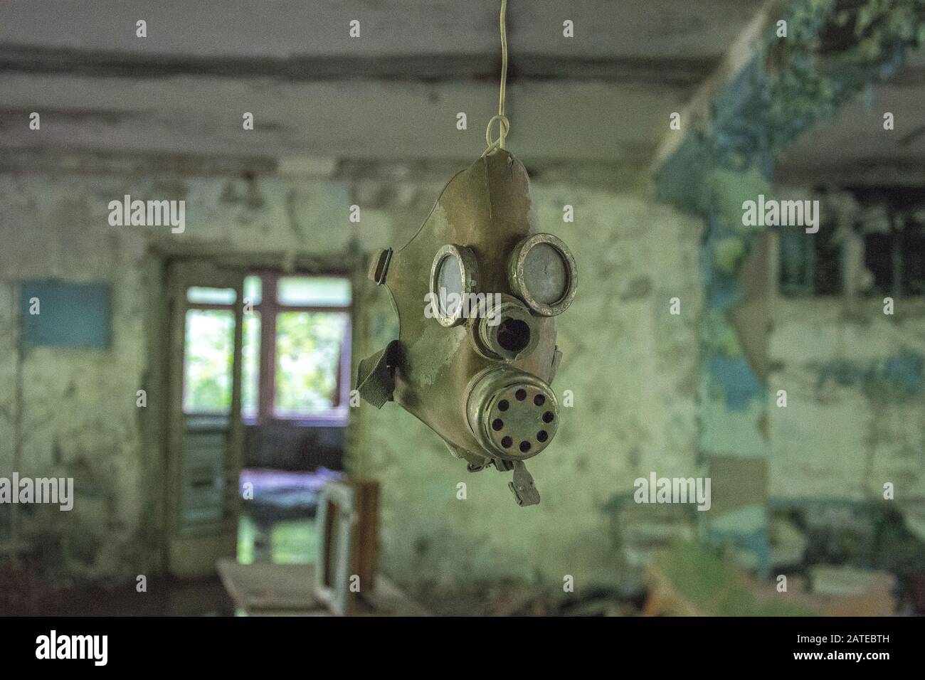 UKRAINE. Ausschlusszone Von Tschernobyl. Infizierte Strahlenmasken. Stockfoto