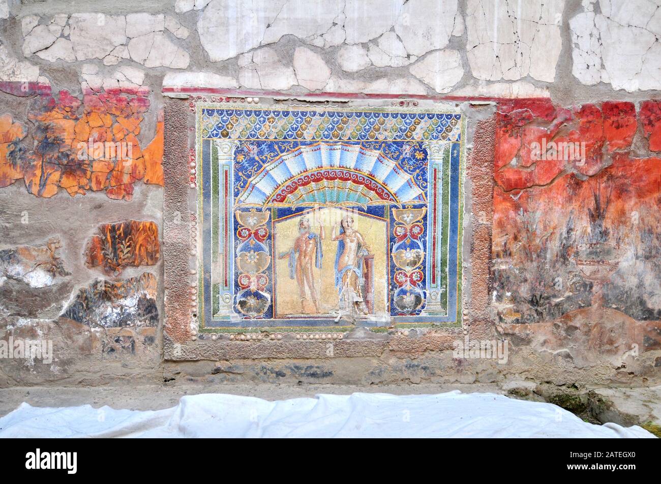Italien, Neapel, Herculaneum: Mosaik aus Neptun und Salacia Stockfoto