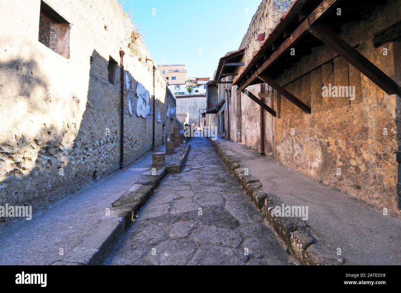 Italien, Neapel, Herculaneum: Back Street in den Freigelegten Ruinen Stockfoto