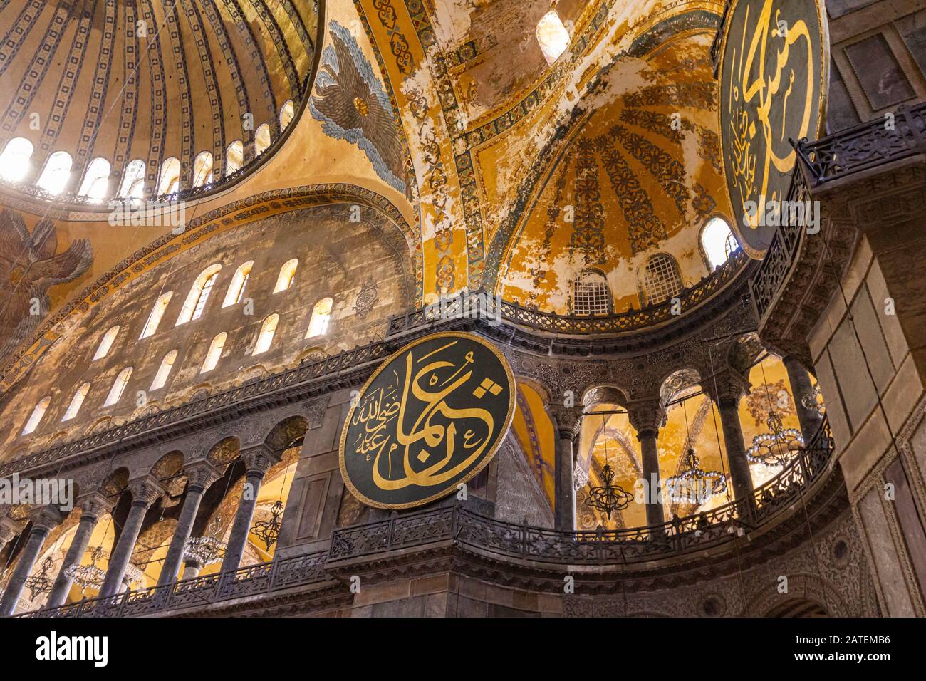 Inneneinrichtung der Hagia Sophia in Istanbul, Türkei. Stockfoto