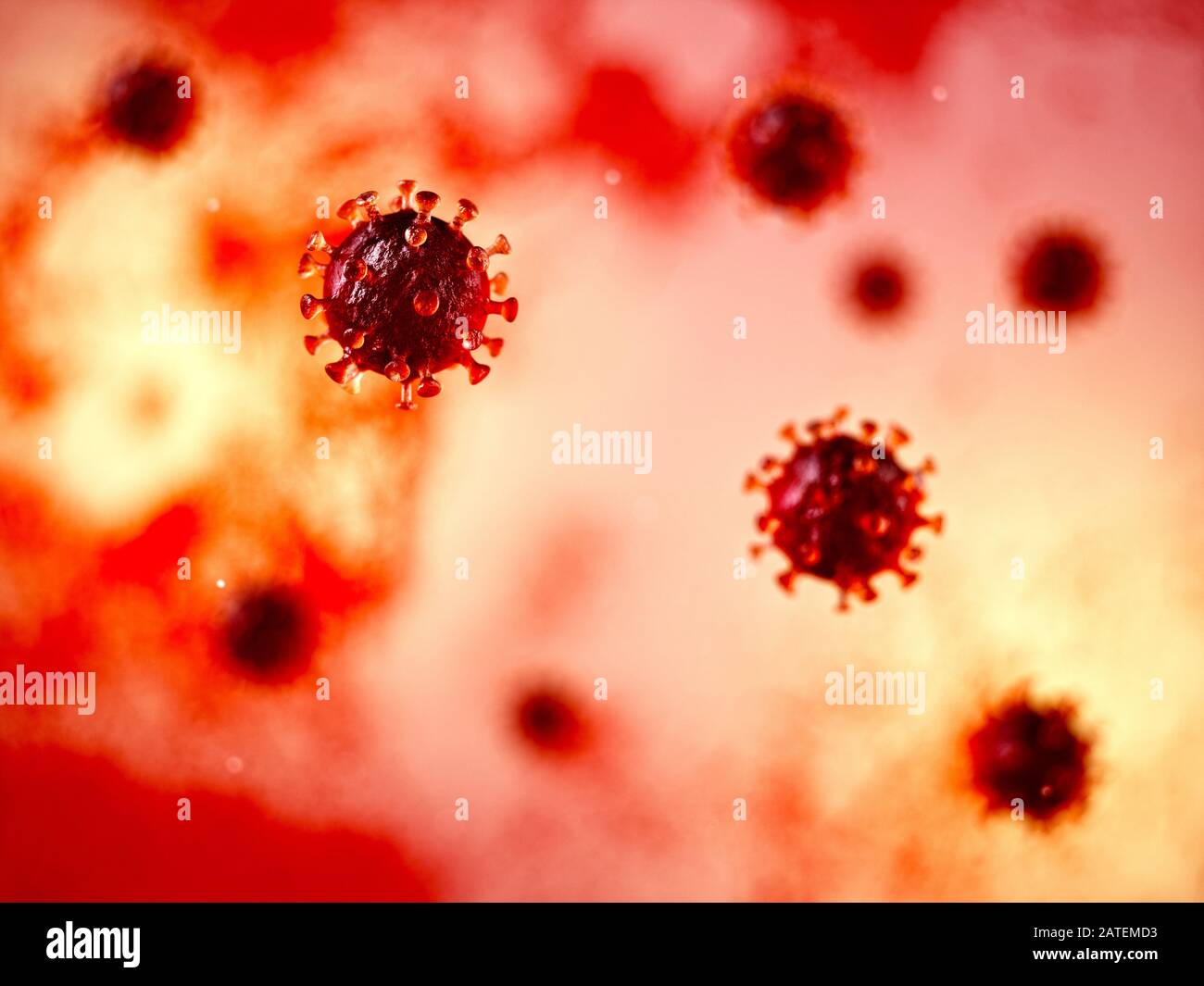 Coronavirus. Corona-Virusbakterium-Grippe-3d-Darstellung Stockfoto