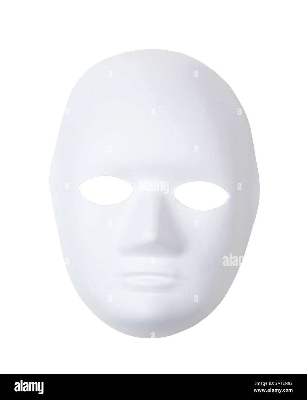 Weiße Maske isoliert auf weißem Hintergrund Stockfoto