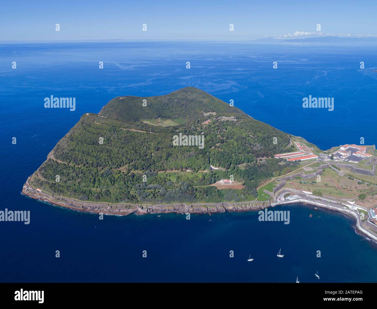 Luftaufnahme von Angra de Heroismo auf Terceira, Acores Stockfoto