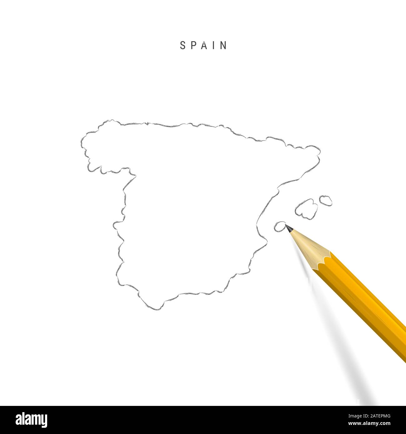 Spanien Skizze Karte isoliert auf weißem Hintergrund. Leere handgezeichnete Karte Spaniens 