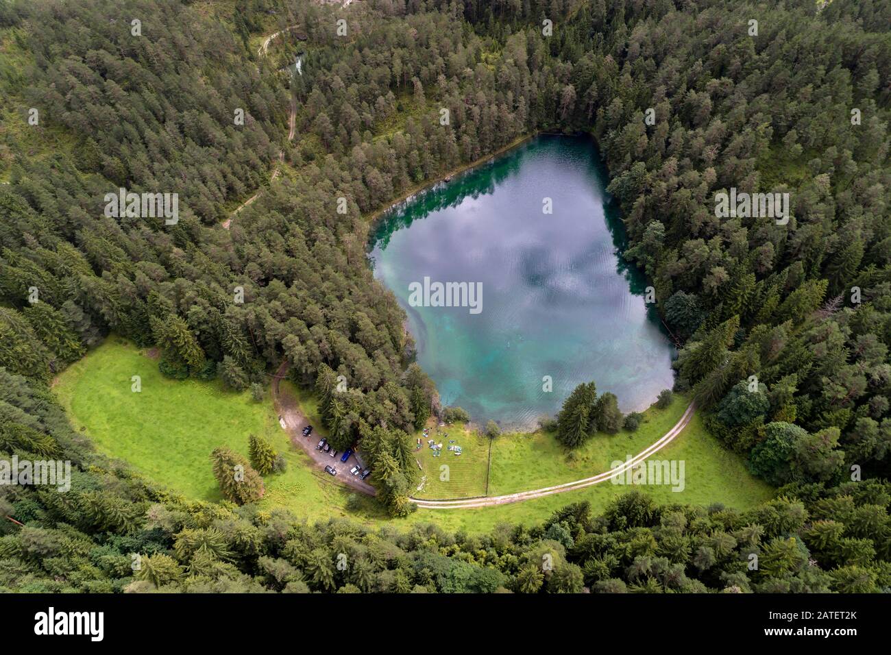 Luftbild Samarangersee, Samarangersee, Nassereith, Tyrol, Österreich Stockfoto