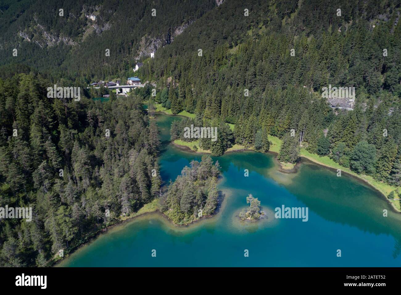 Luftbild aus Fernsteinsee, Fernpass, Nassereith, Tyrol, Österreich Stockfoto