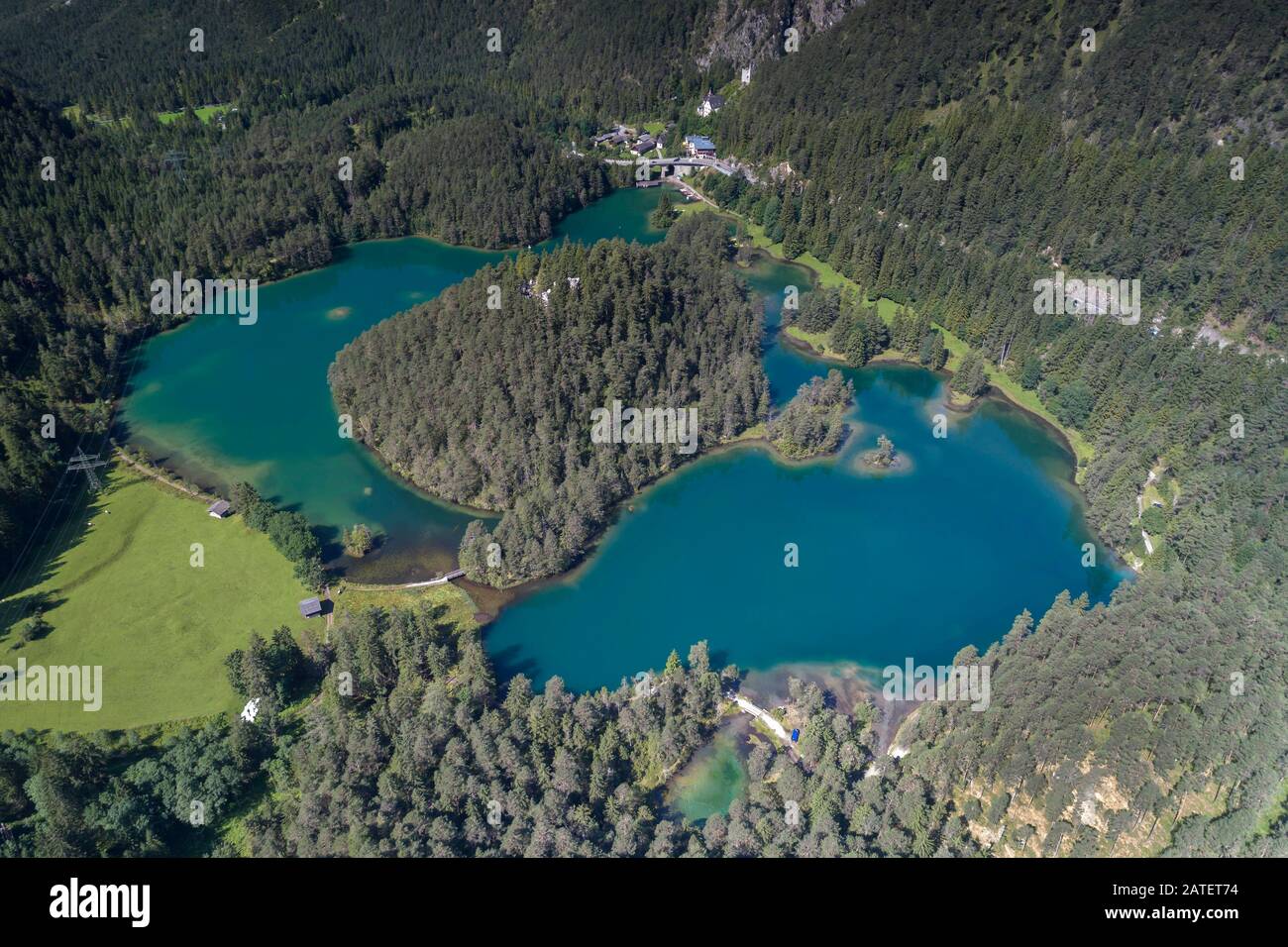 Luftbild aus Fernsteinsee, Fernpass, Nassereith, Tyrol, Österreich Stockfoto