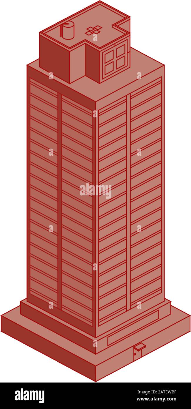 Isometrische Vektorsymbole oder Infografieelemente, die ein flacher Stadtwohnungen darstellen Stock Vektor