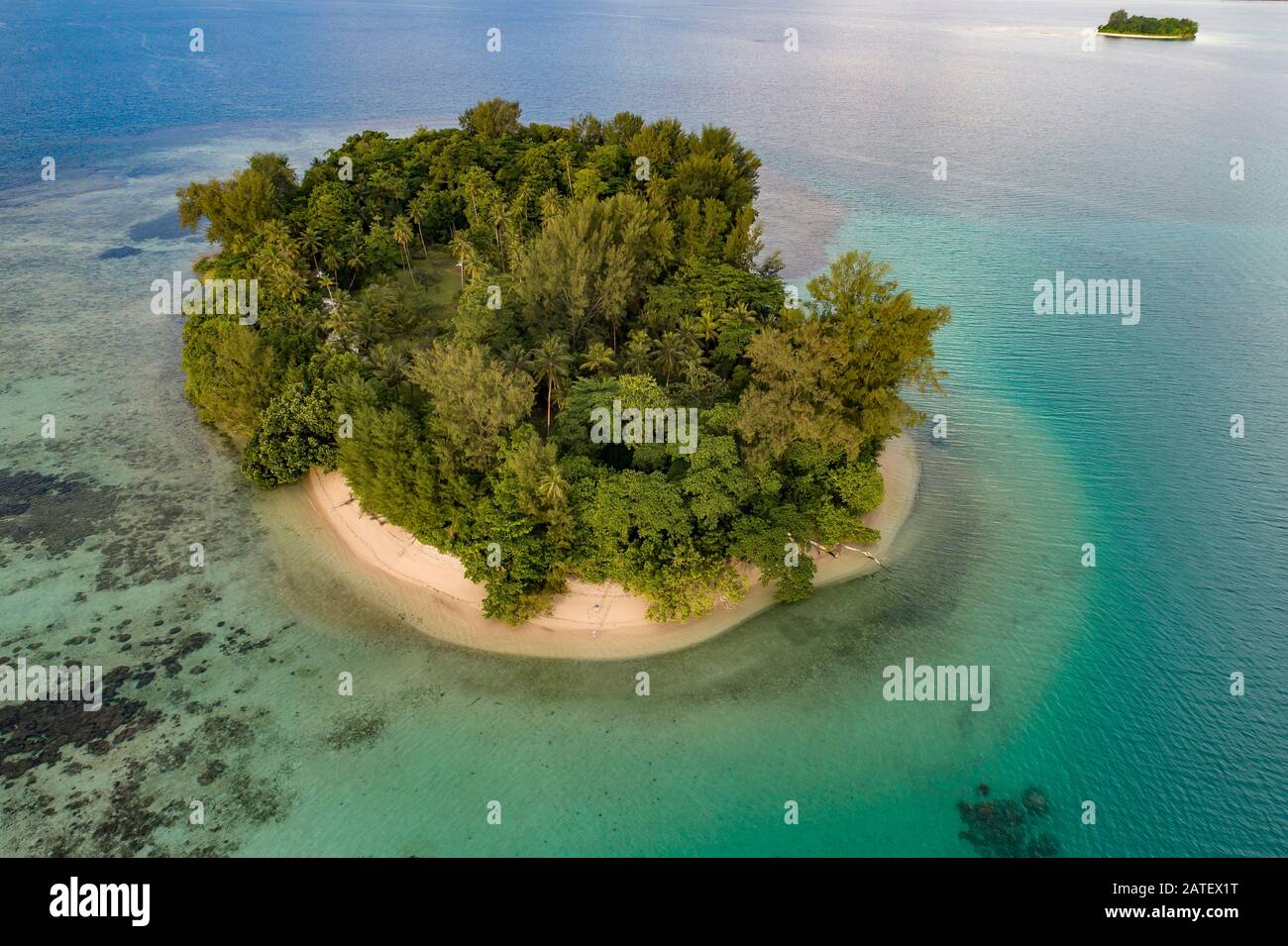 Luftbild von Lissenung Island, Island Lissenung, Kavieng, Papua-Neu-Guinea, PNG, Bismark Sea, Solomon Sea, Pazifischer Ozean Stockfoto