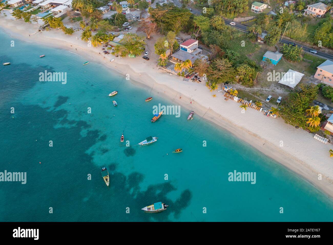 Luftansicht der Grand Anse Bay, Grenada, Karibik Stockfoto