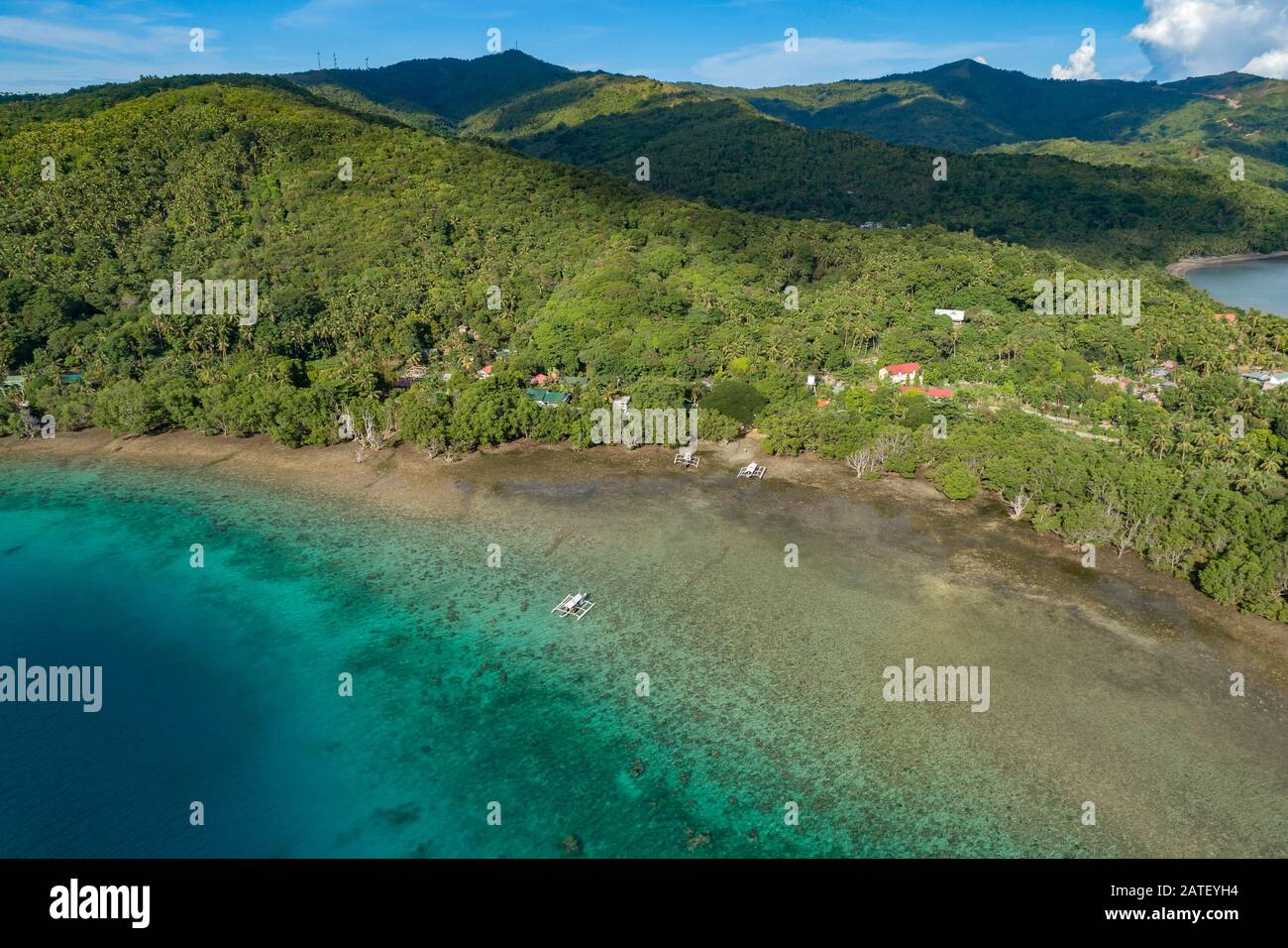 Luftbild des Mangrovenwaldes, Insel Romblon, Philippinen, philippinische See, Pazifik, Pazifischer Ozean Stockfoto
