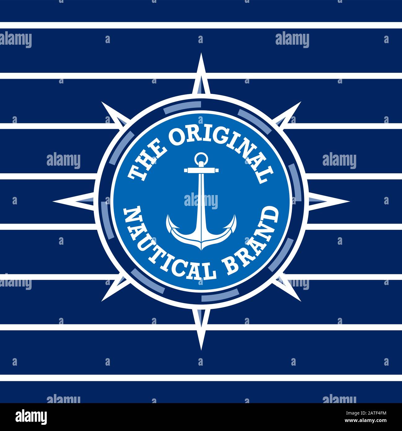 Nautisches Vintage-Label mit nahtlosem Musterhintergrund. Ideal für Verpackungsdesigns. Stock Vektor