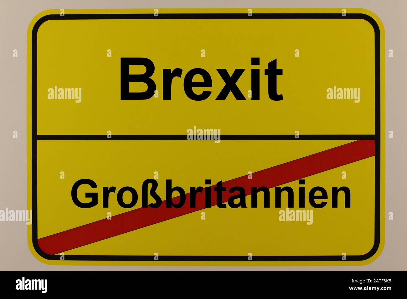 Straßenzeitszeichen zum Thema EU-Australien von Großbritannen Stockfoto
