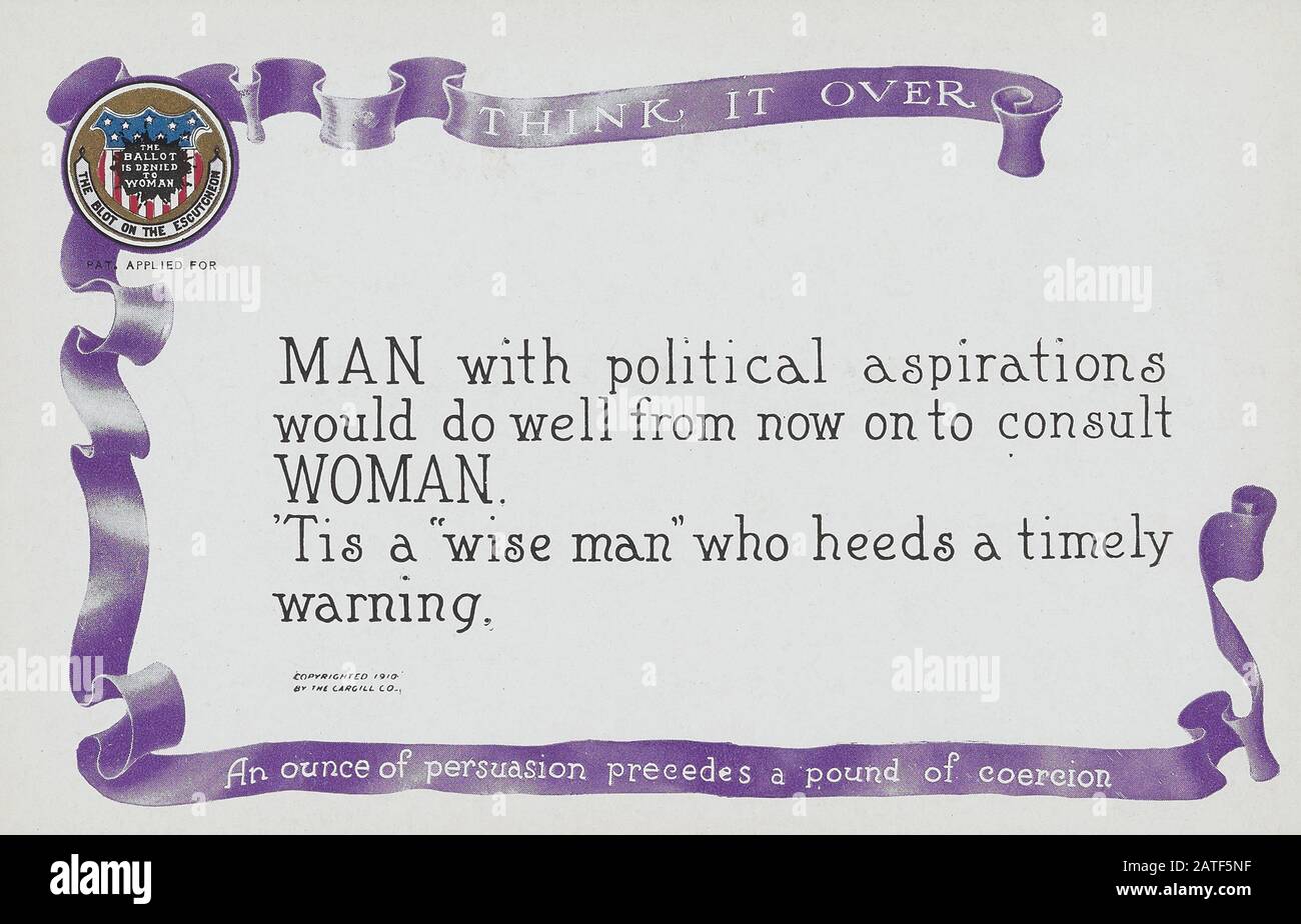Mann Mit Politik. . . - Frauenwahlrecht in den Vereinigten Staaten von Amerika, im Jahr 1920" Stockfoto