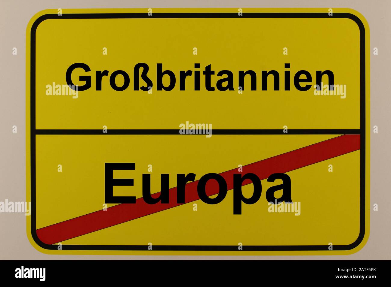 Straßenzeitszeichen zum Thema EU-Australien von Großbritannen Stockfoto