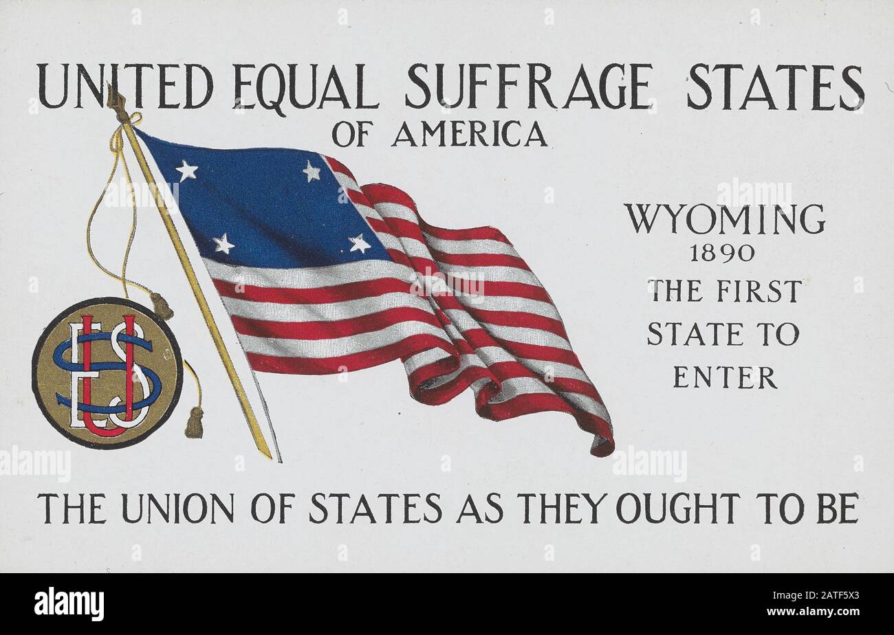 United Equal Suffrage States of America - Wyoming - Das Frauenwahlrecht in den Vereinigten Staaten von Amerika im Jahr 1920' Stockfoto