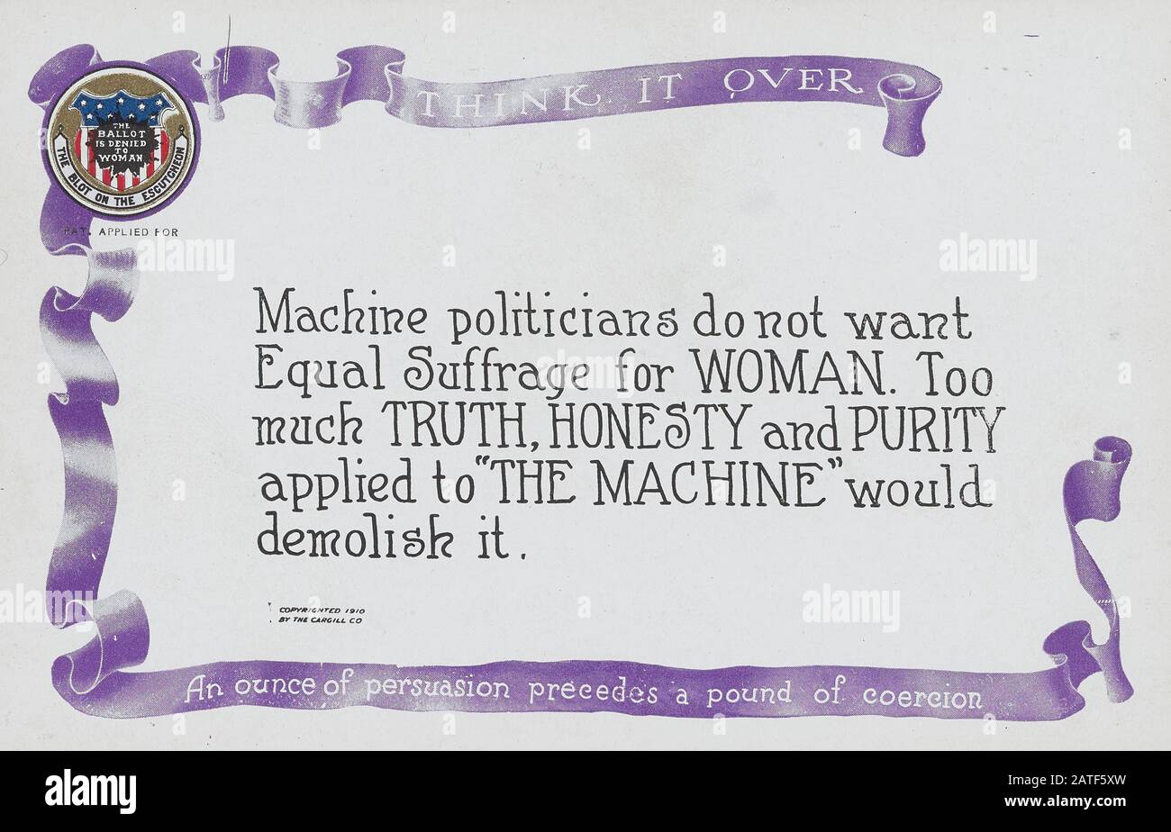 Maschinenpolitiker Wollen Das Nicht. . . - Frauenwahlrecht in den Vereinigten Staaten von Amerika, im Jahr 1920" Stockfoto
