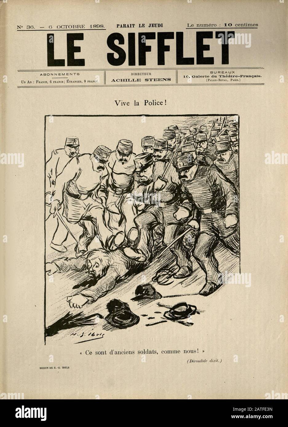Die Dreyfus-affäre 1894-1906 - Le Sifflet, 6. Oktober 1898 - Französische illustrierte Zeitung Stockfoto